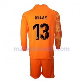 Maillot de Foot Atlético Madrid Jan Oblak 13 Gardien Domicile 2021-22 Manches Longues - Enfant